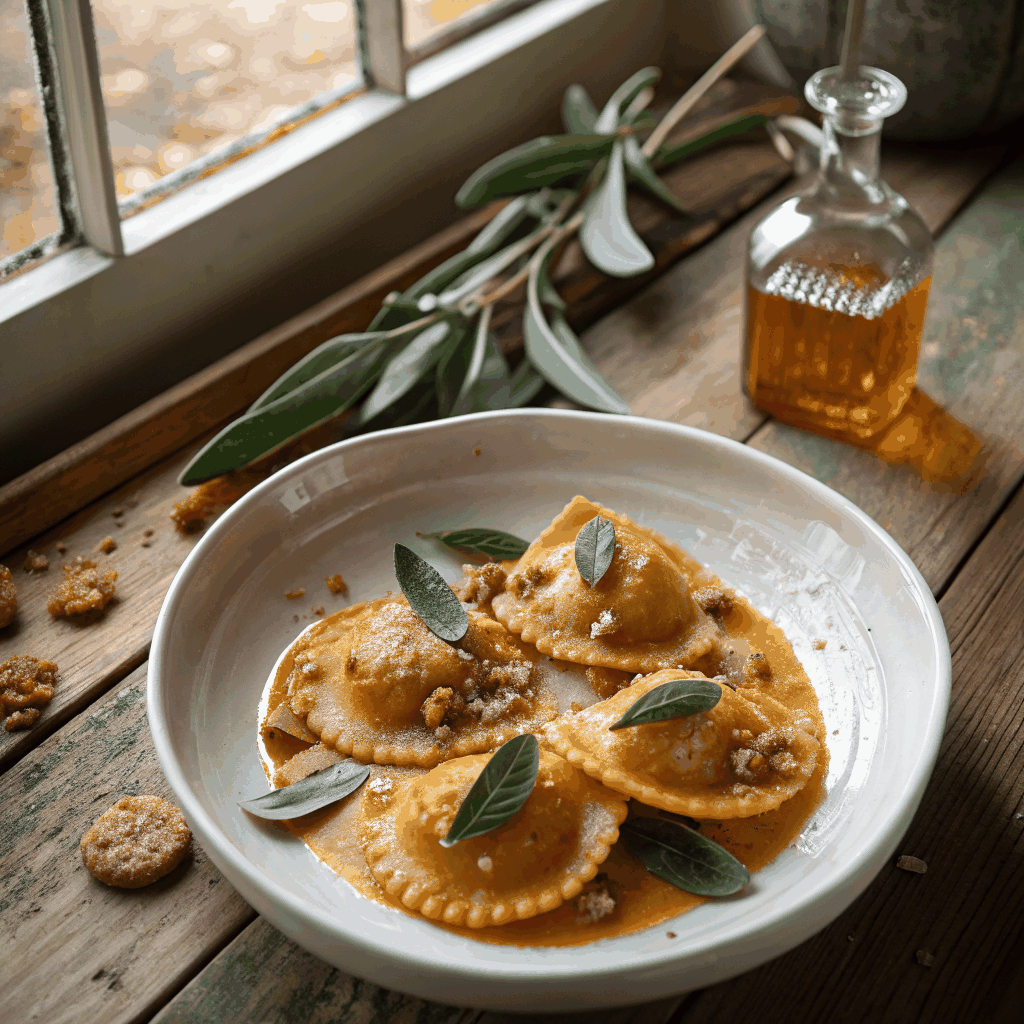 Ravioli di zucca con salvia e burro