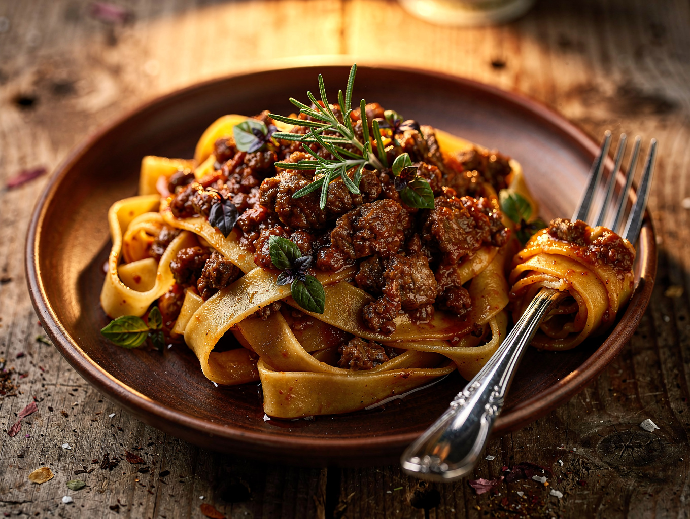 Handmade pappardelle with seasonal wild mushroom ragu and fresh herbs