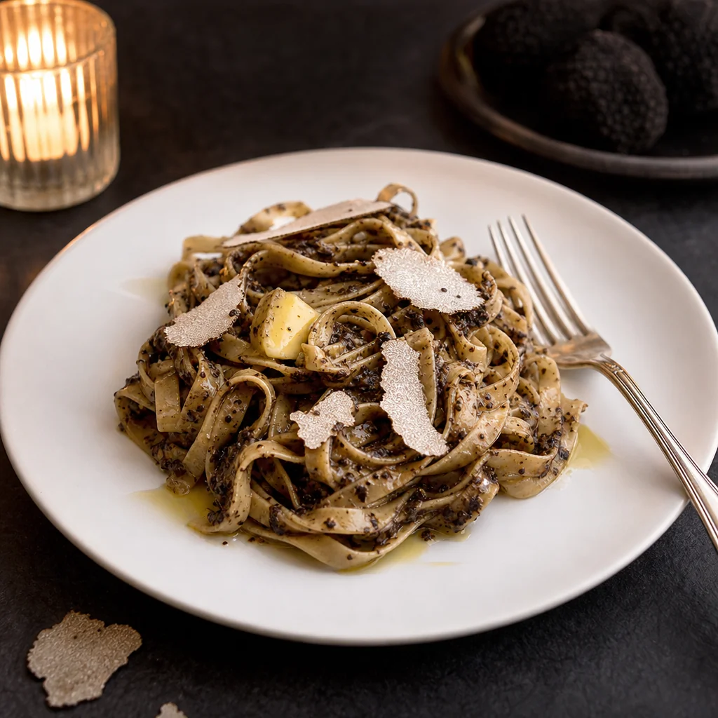 Hand-cut tagliolini with shaved black truffles