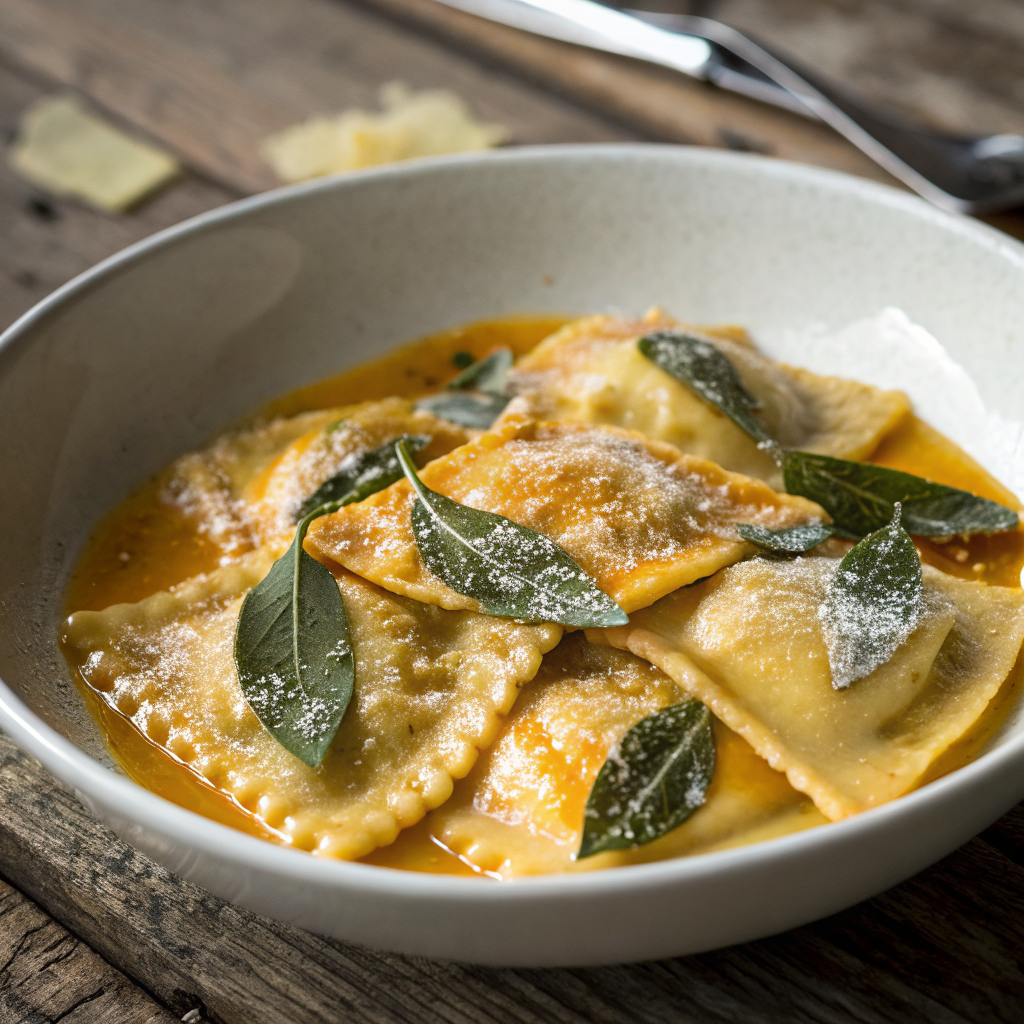 Pumpkin tortelli in sage butter